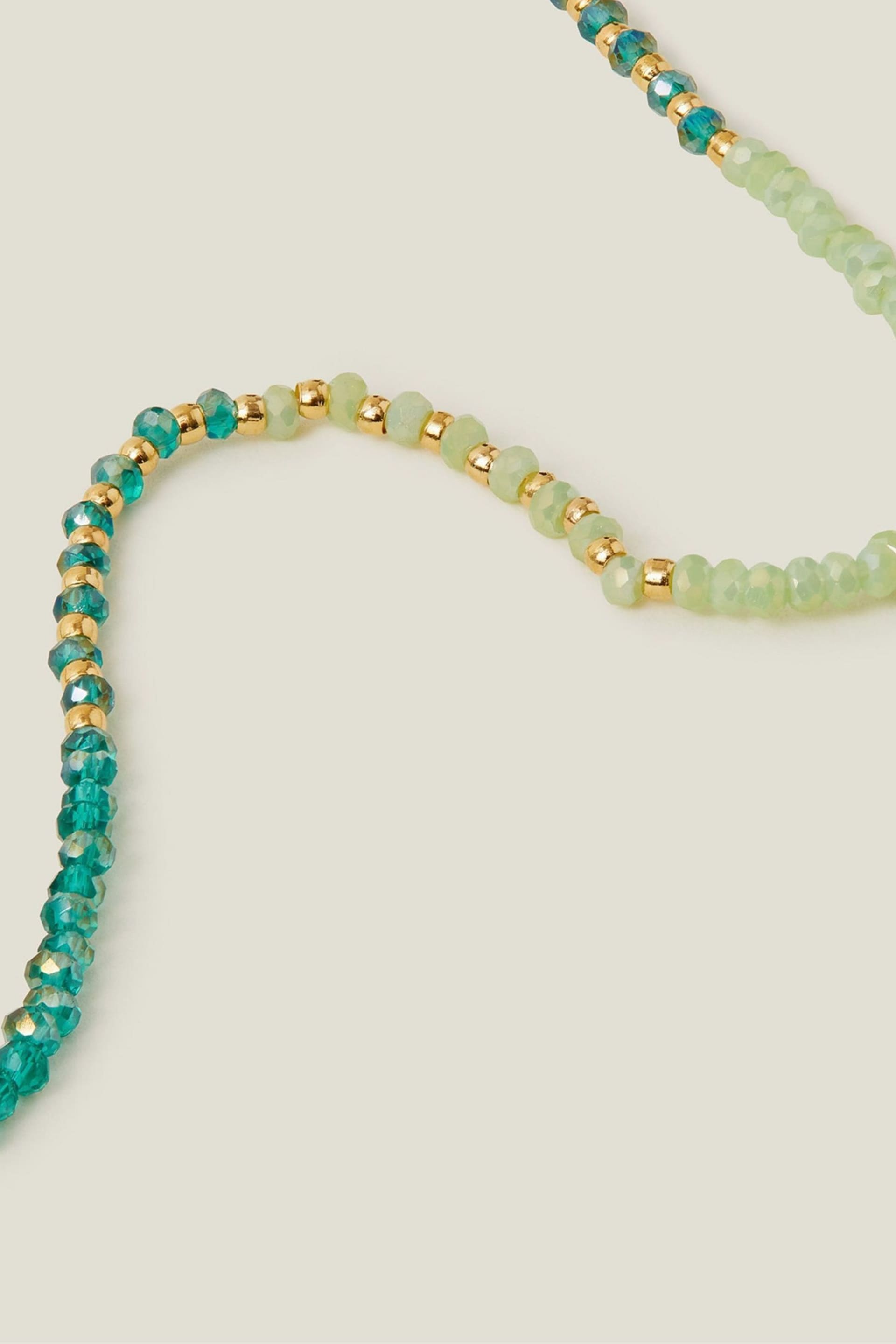 Accessorize Green 14ct Gold Plated Beaded Collar Necklace - Image 2 of 3