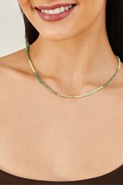 Accessorize Green 14ct Gold Plated Beaded Collar Necklace - Image 3 of 3