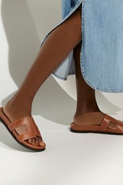 Dune London Brown Wide Fit Loupa Footbed Smart Sliders - Image 1 of 8