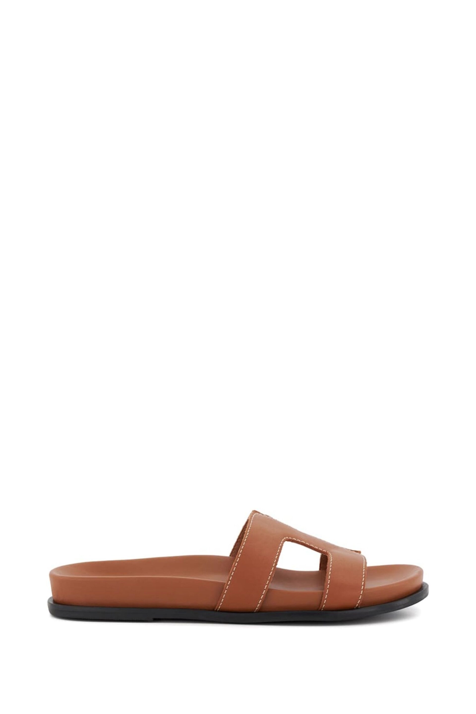 Dune London Brown Wide Fit Loupa Footbed Smart Sliders - Image 3 of 8