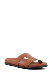 Dune London Brown Wide Fit Loupa Footbed Smart Sliders - Image 4 of 8