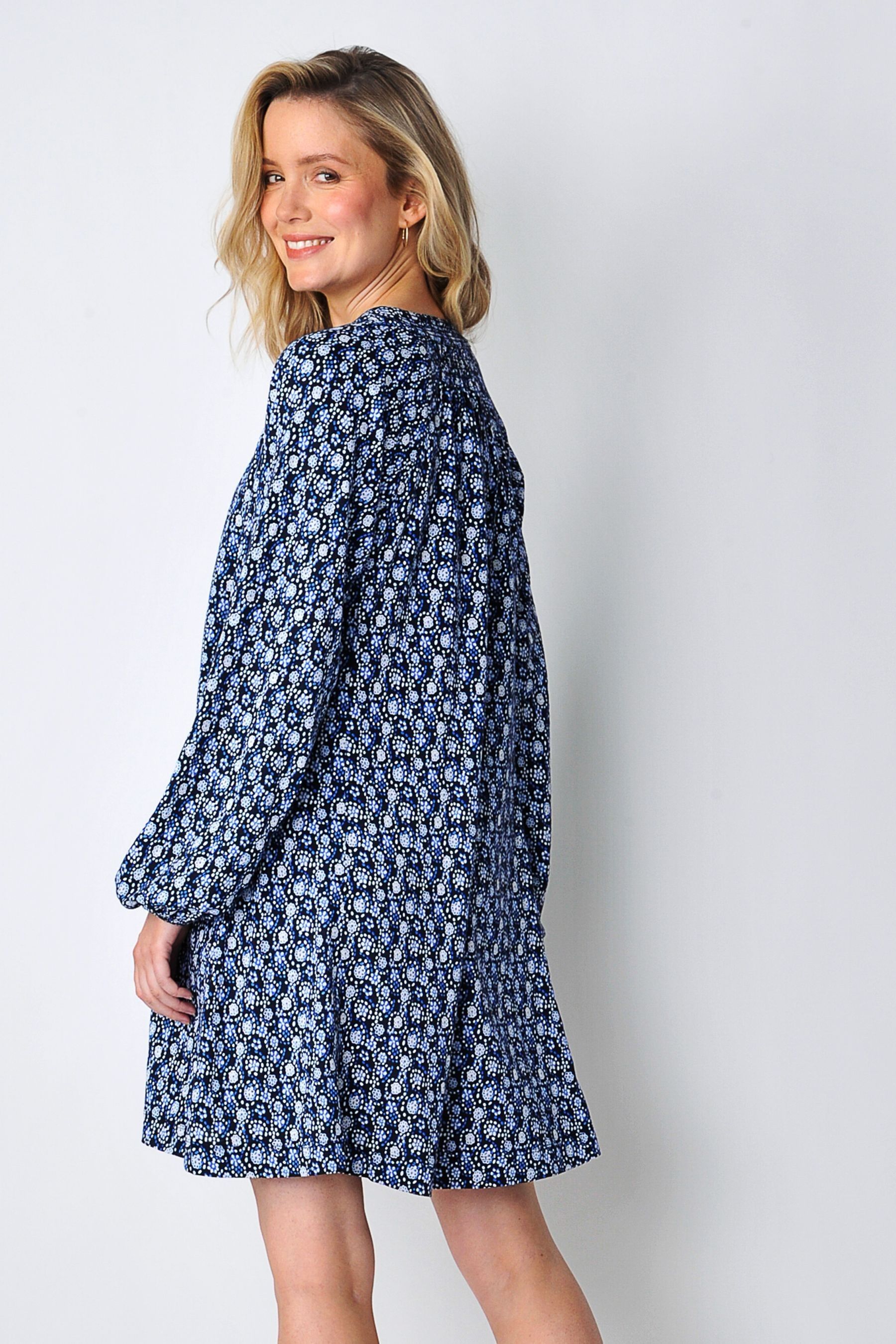 Buy Burgs Womens Blue Sands Button Front Mini Swing Dress from Next Ireland