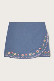 Monsoon Blue Floral Embroidered Chambray Skort - Image 2 of 4