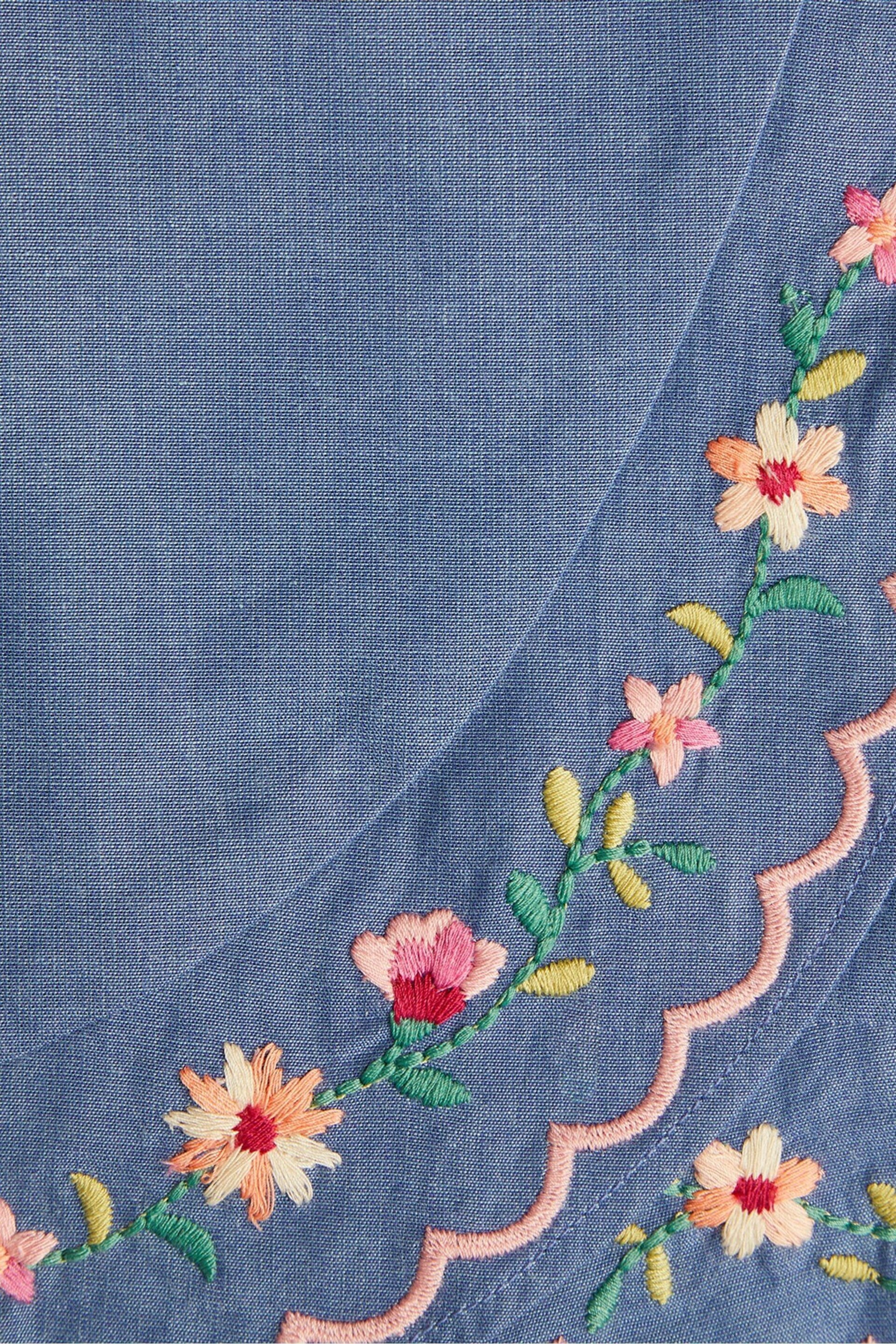 Monsoon Blue Floral Embroidered Chambray Skort - Image 4 of 4