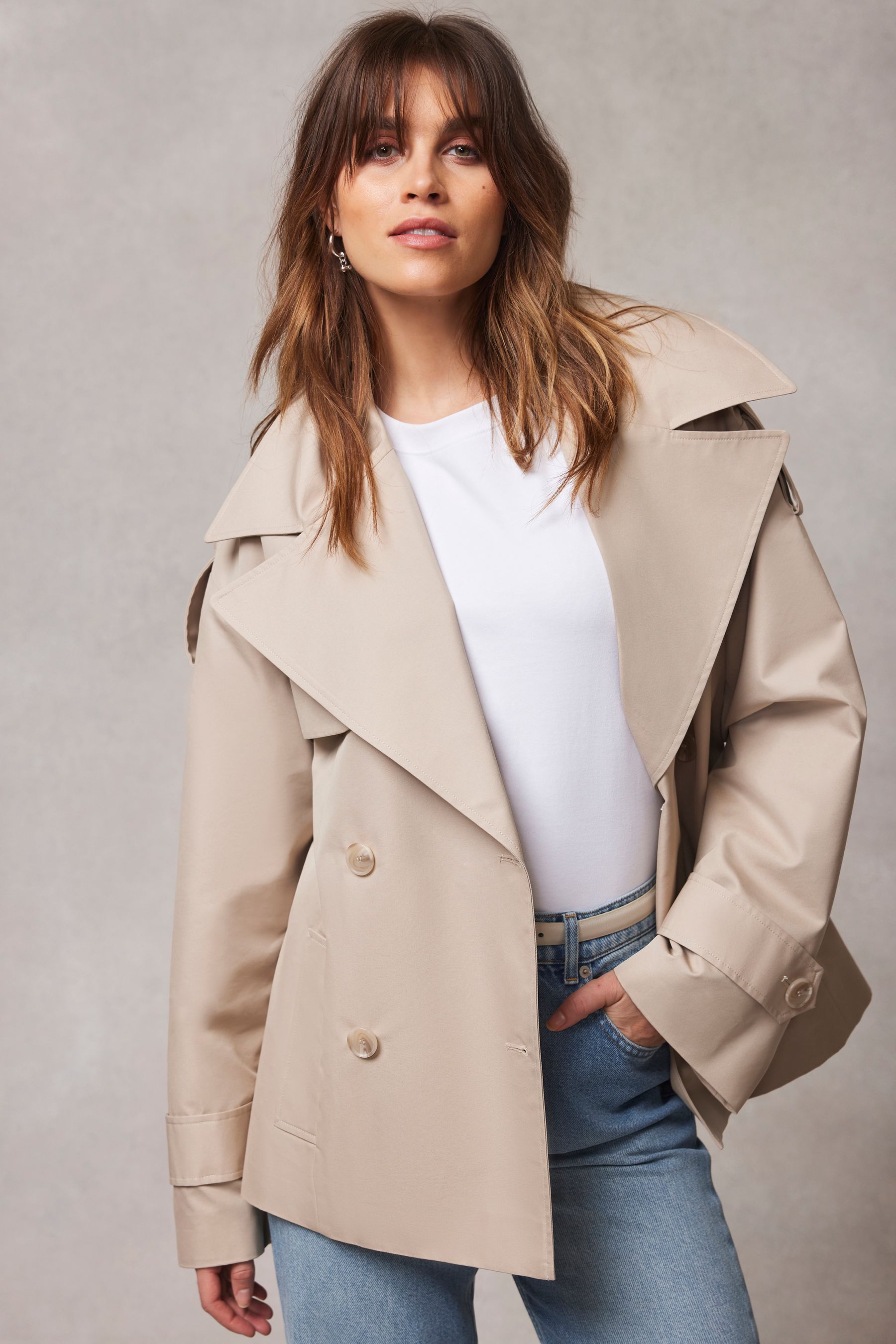 Mint velvet cream double breasted coat store