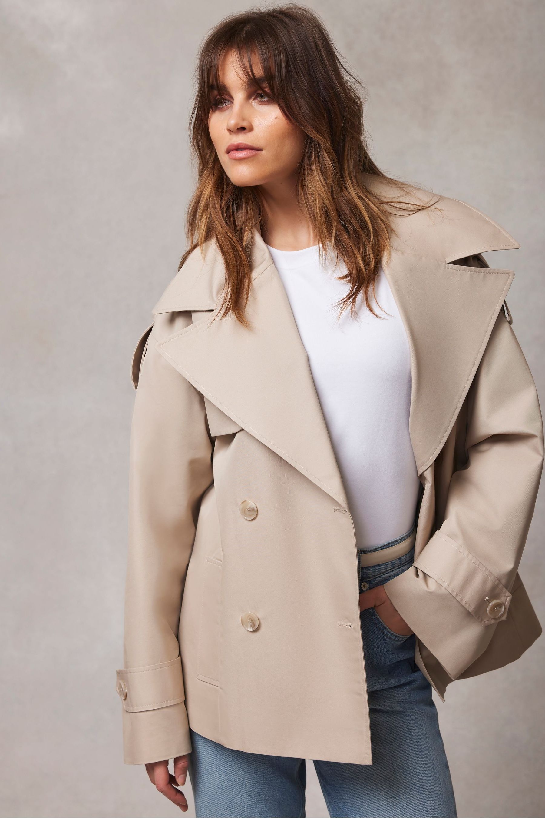 Pink velvet trench coat online
