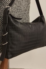 Black Leather Ring Shoulder Bag - Image 4 of 9