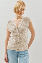 Albaray Relaxed Knitted Tweed Brown Waistcoat - Image 1 of 4