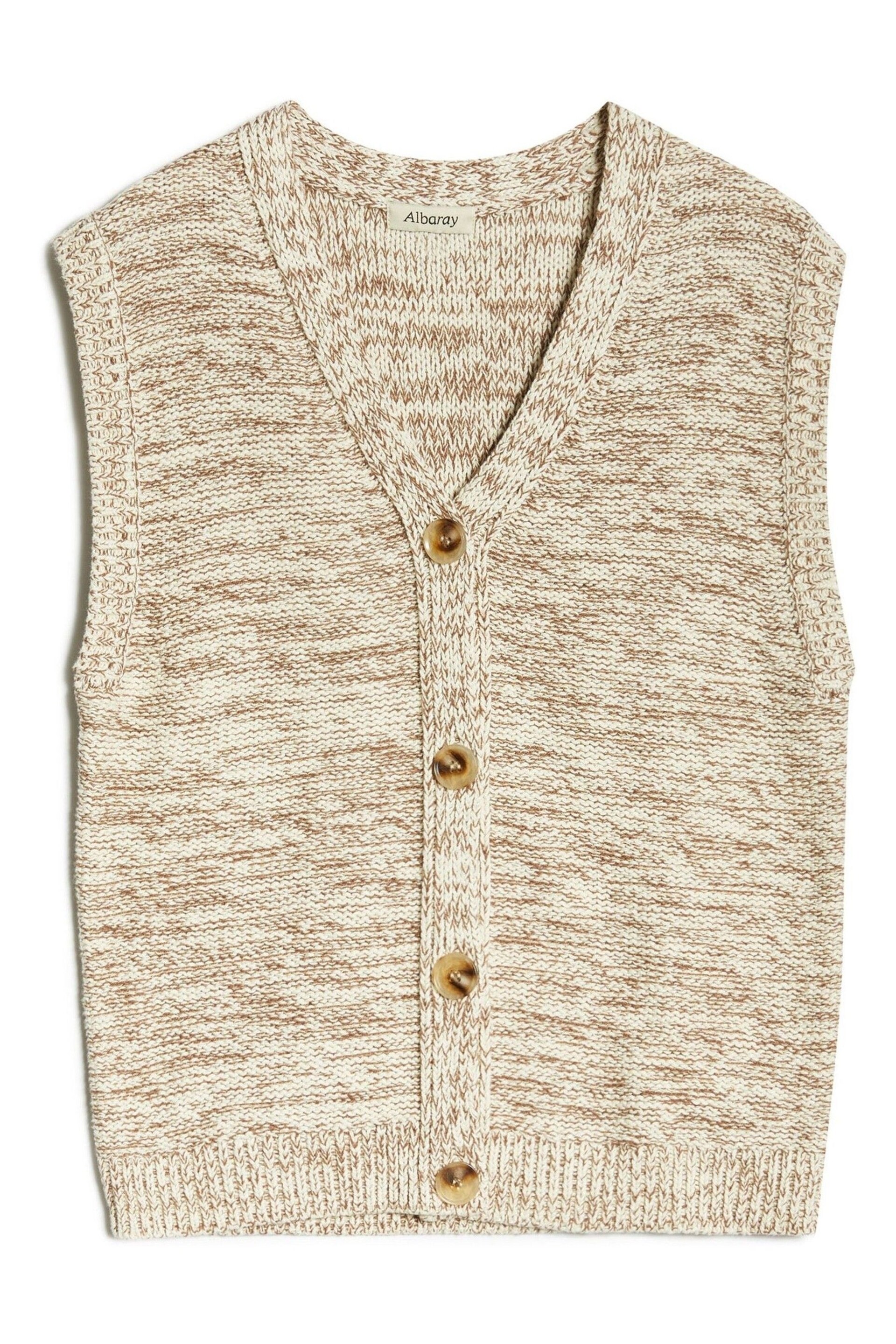 Albaray Relaxed Knitted Tweed Brown Waistcoat - Image 4 of 4