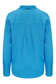 Pour Moi Blue Wren Button Through Linen Blend Long Sleeve Shirt - Image 5 of 5