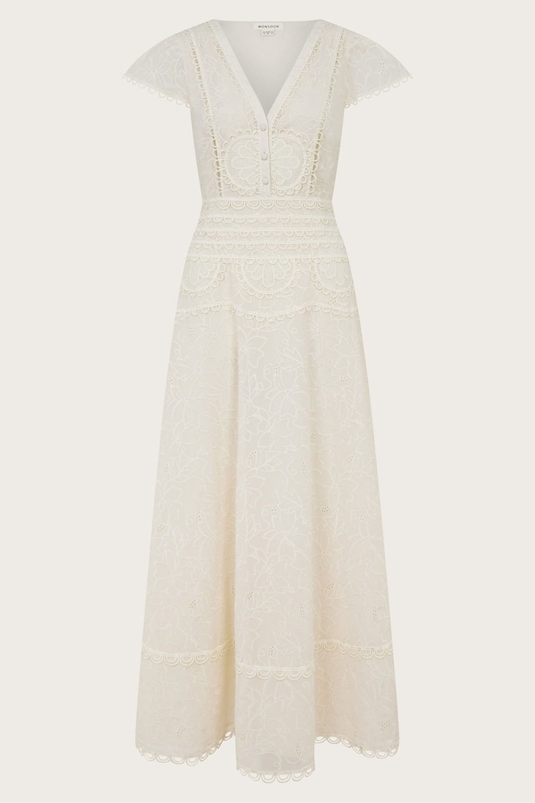 Monsoon Cream Irene Broderie Dress - Image 6 of 6