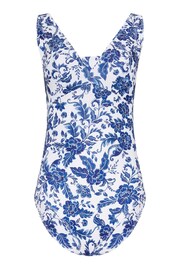 Long Tall Sally Blue LTS Tall Blue & White Floral Print Swimsuit - Image 5 of 6