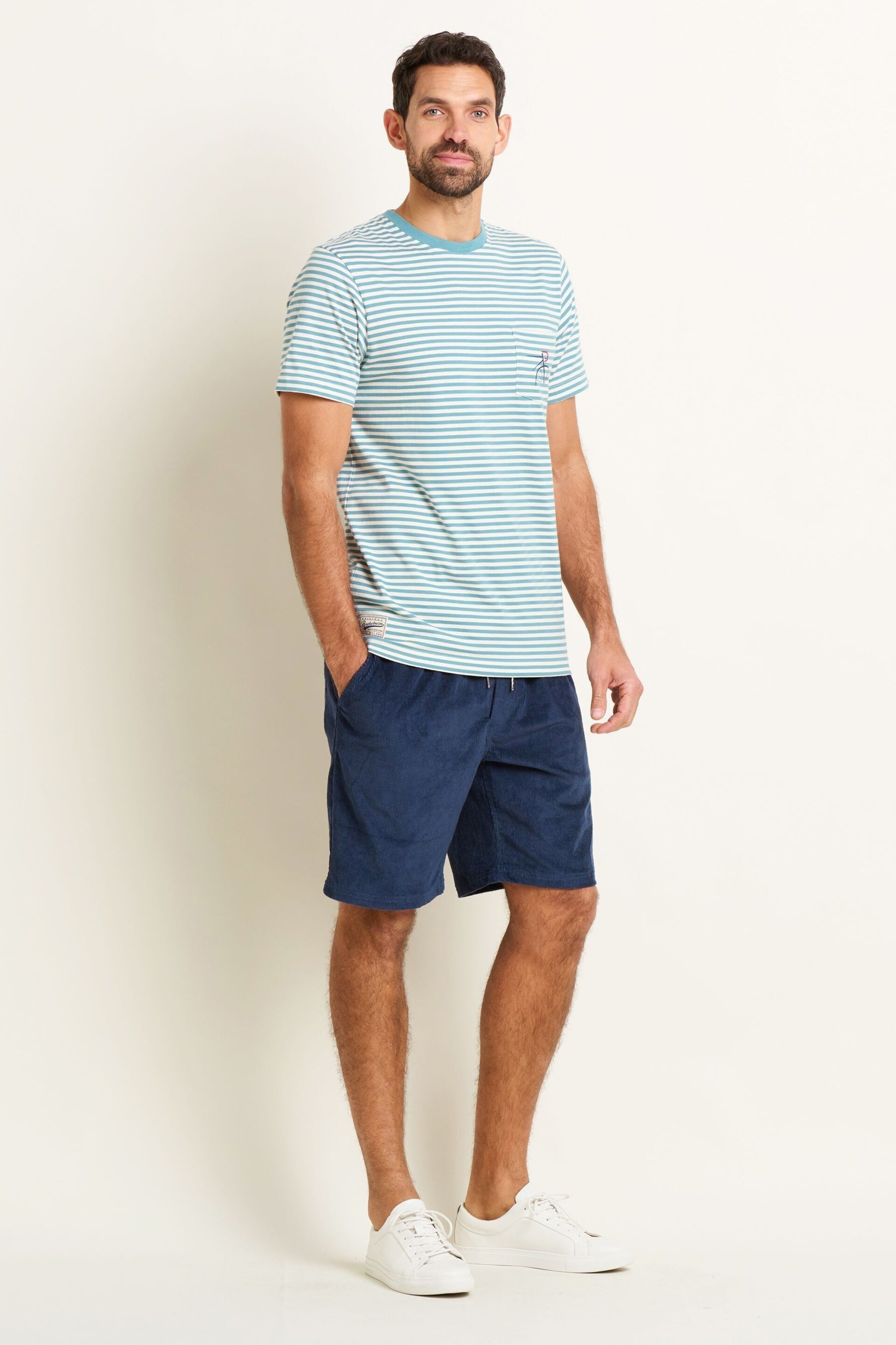 Brakeburn Blue Stripe Pocket T-Shirt - Image 5 of 5