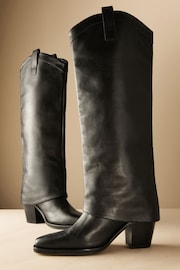 Black Premium Western Gaiter Knee High Boots - Image 4 of 5