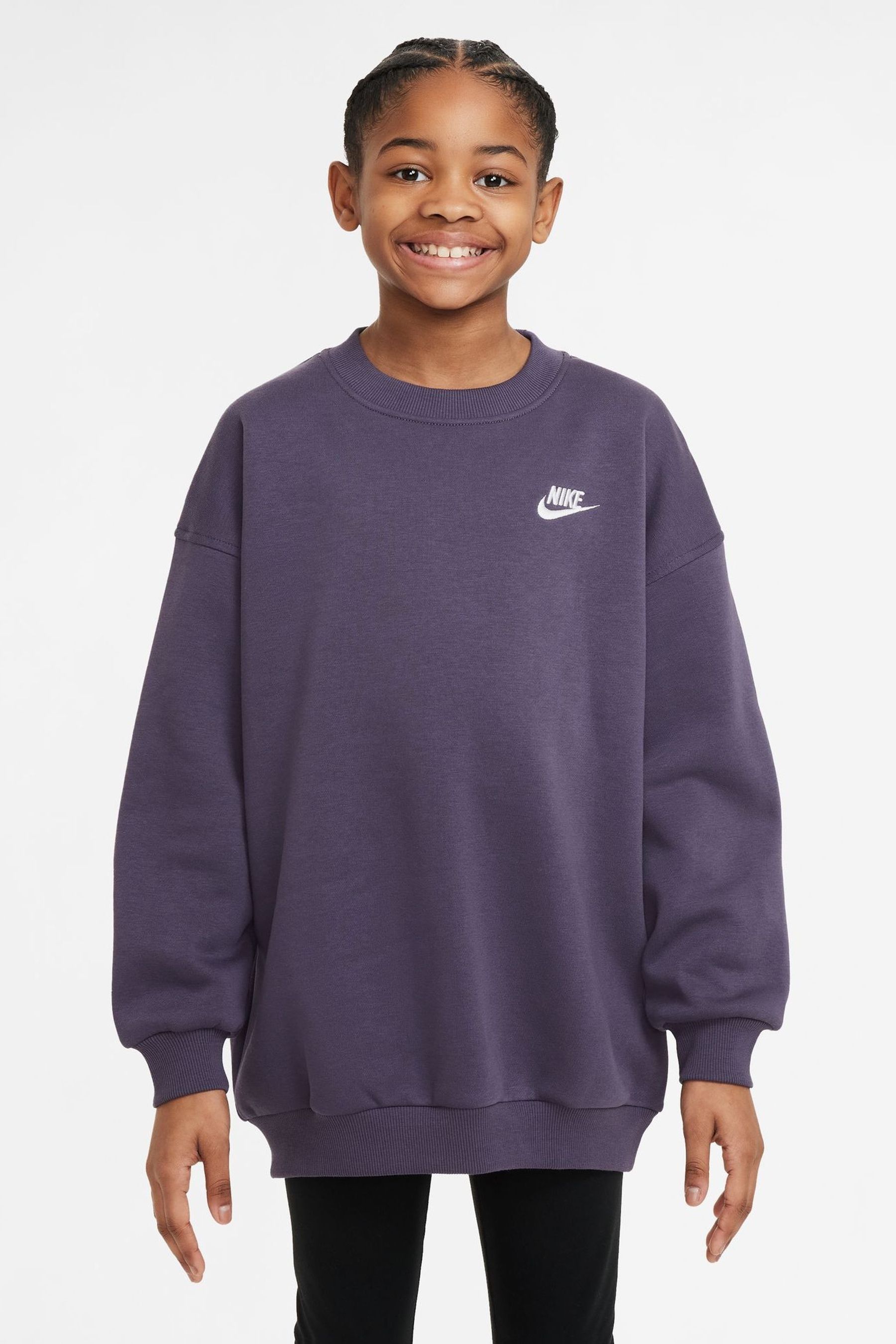 Buy Nike Purple Raisin Oversized Club Fleece Sweatshirt from Next Luxembourg