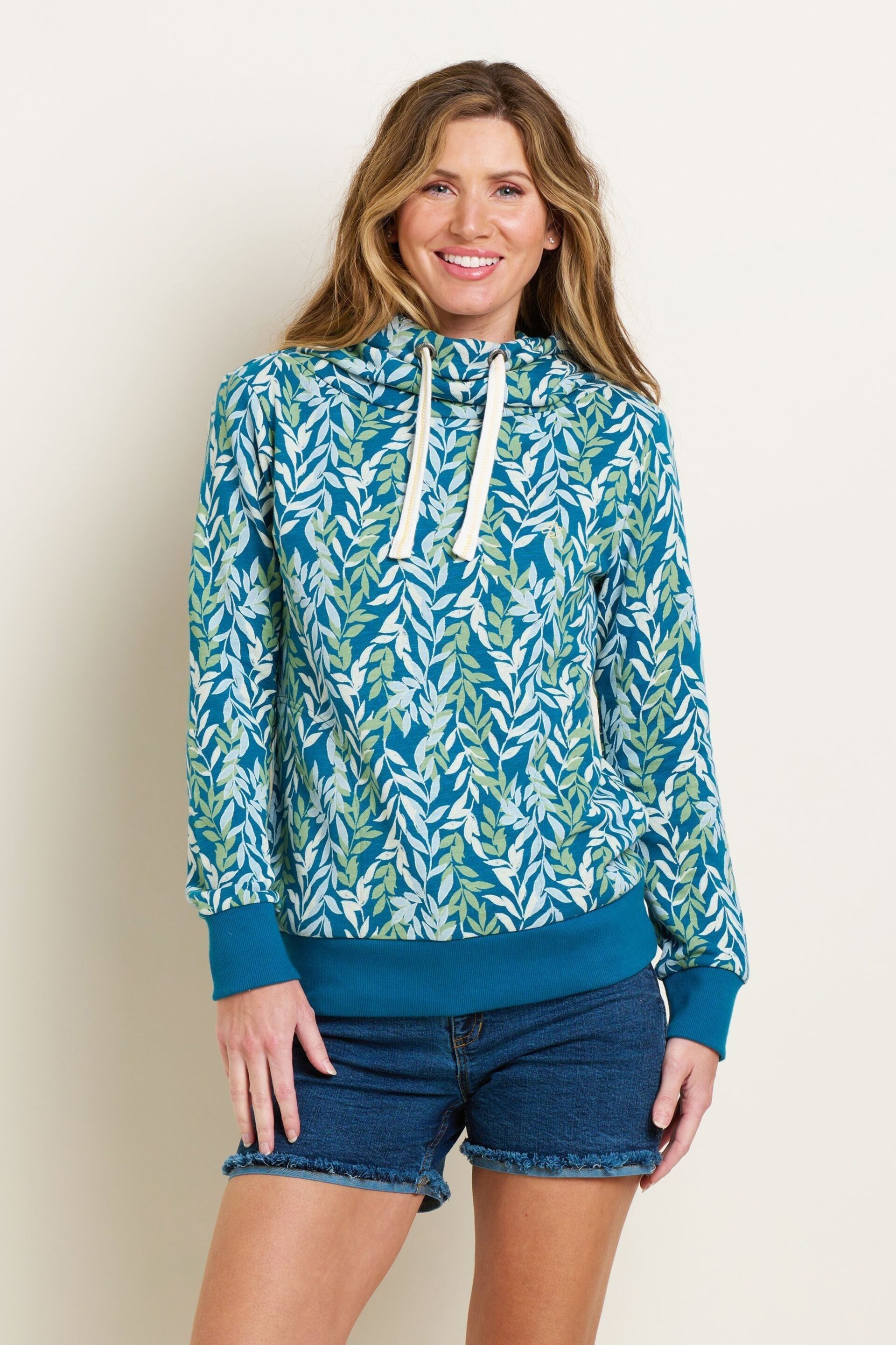 Brakeburn Green Willow Cowl Neck Sweatshirt - Image 1 of 4