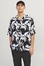 JACK & JONES Black Printed Resort Collar Summer Shirt - Image 1 of 7