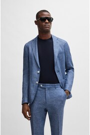 BOSS Blue Micro Patterned Linen Blend Jacket - Image 1 of 6