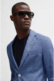 BOSS Blue Micro Patterned Linen Blend Jacket - Image 5 of 6