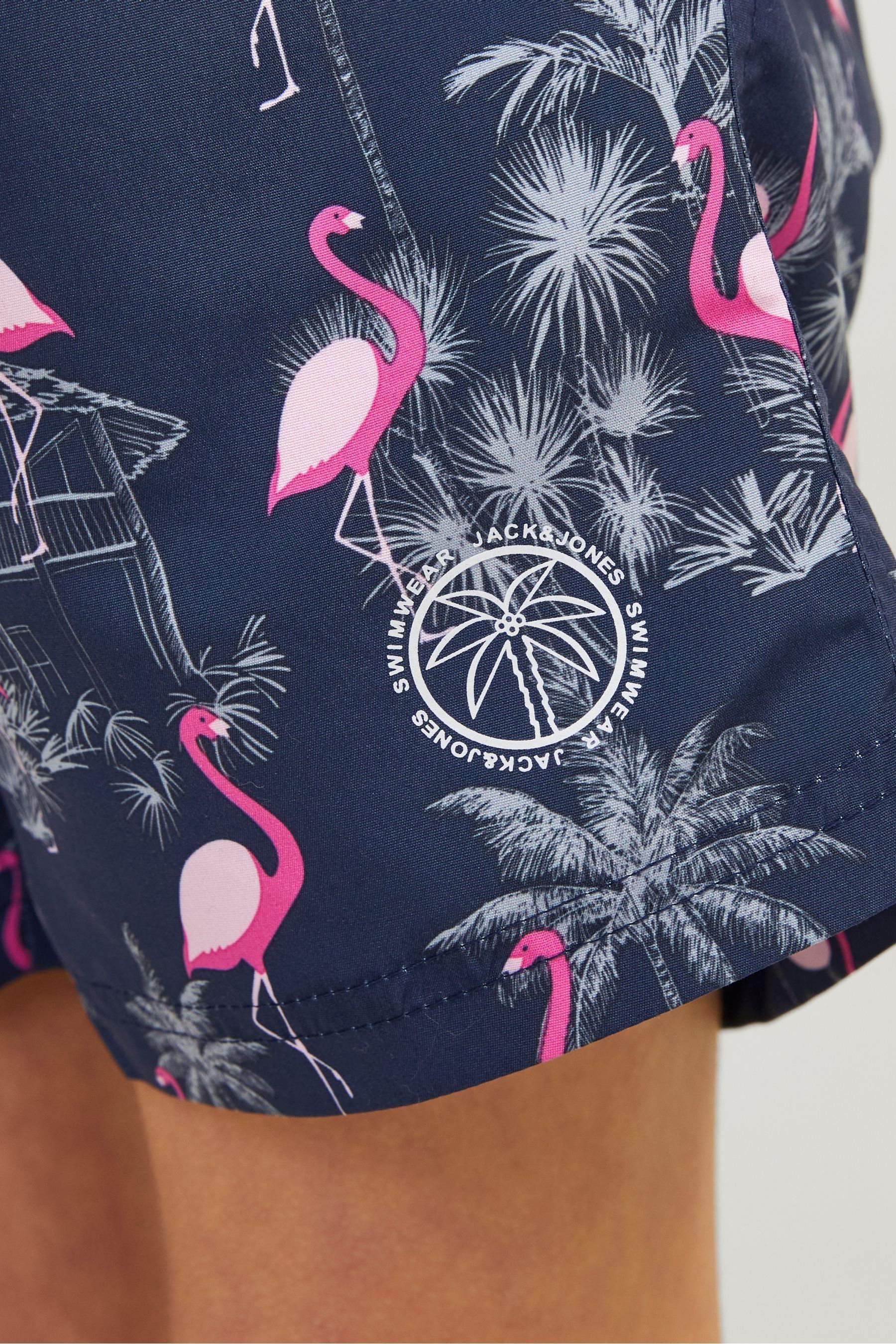 JACK JONES JUNIOR Blue Flamingo Hawaiian Print Swim Shorts