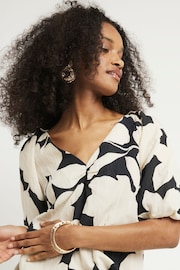 River Island Black Floral Puff Sleeve Blouse - Image 3 of 4