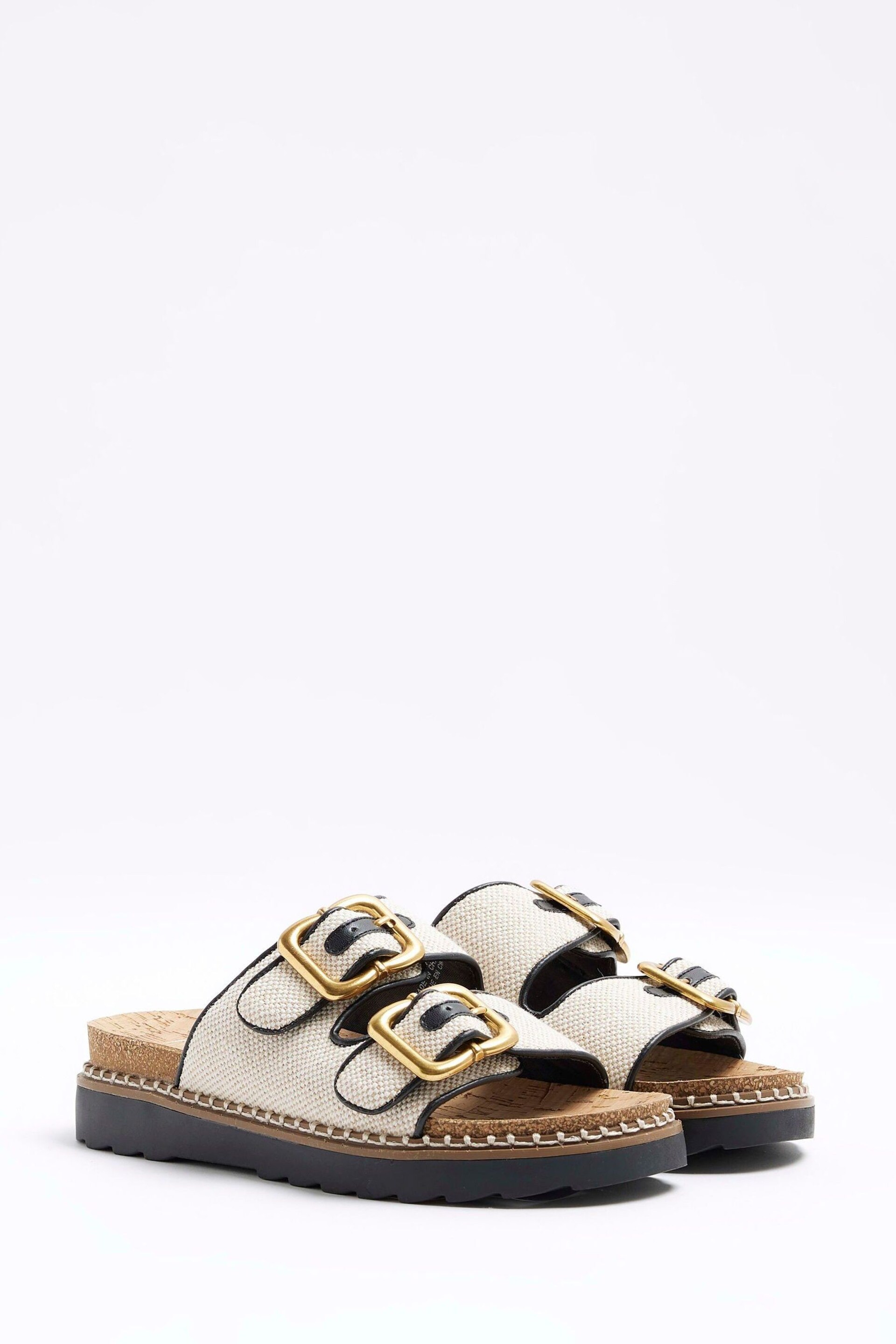 River Island Ecru Double Buckle Sandals - Image 2 of 4