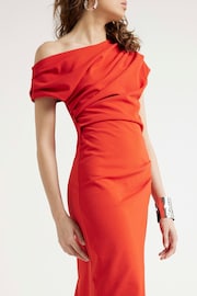 River Island Red Drape Asym Wrap Midi Dress - Image 2 of 4