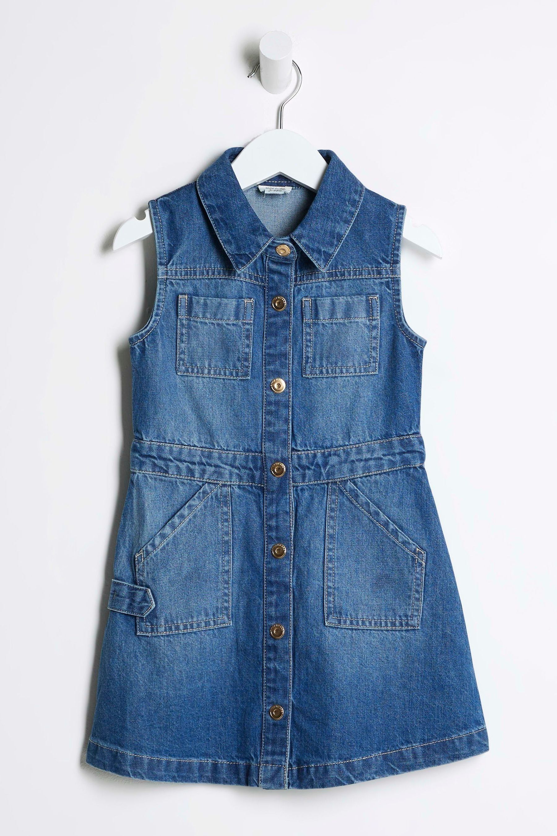 Buy River Island Blue Girls 100 Cotton Denim Pinafore Dress from Next Luxembourg