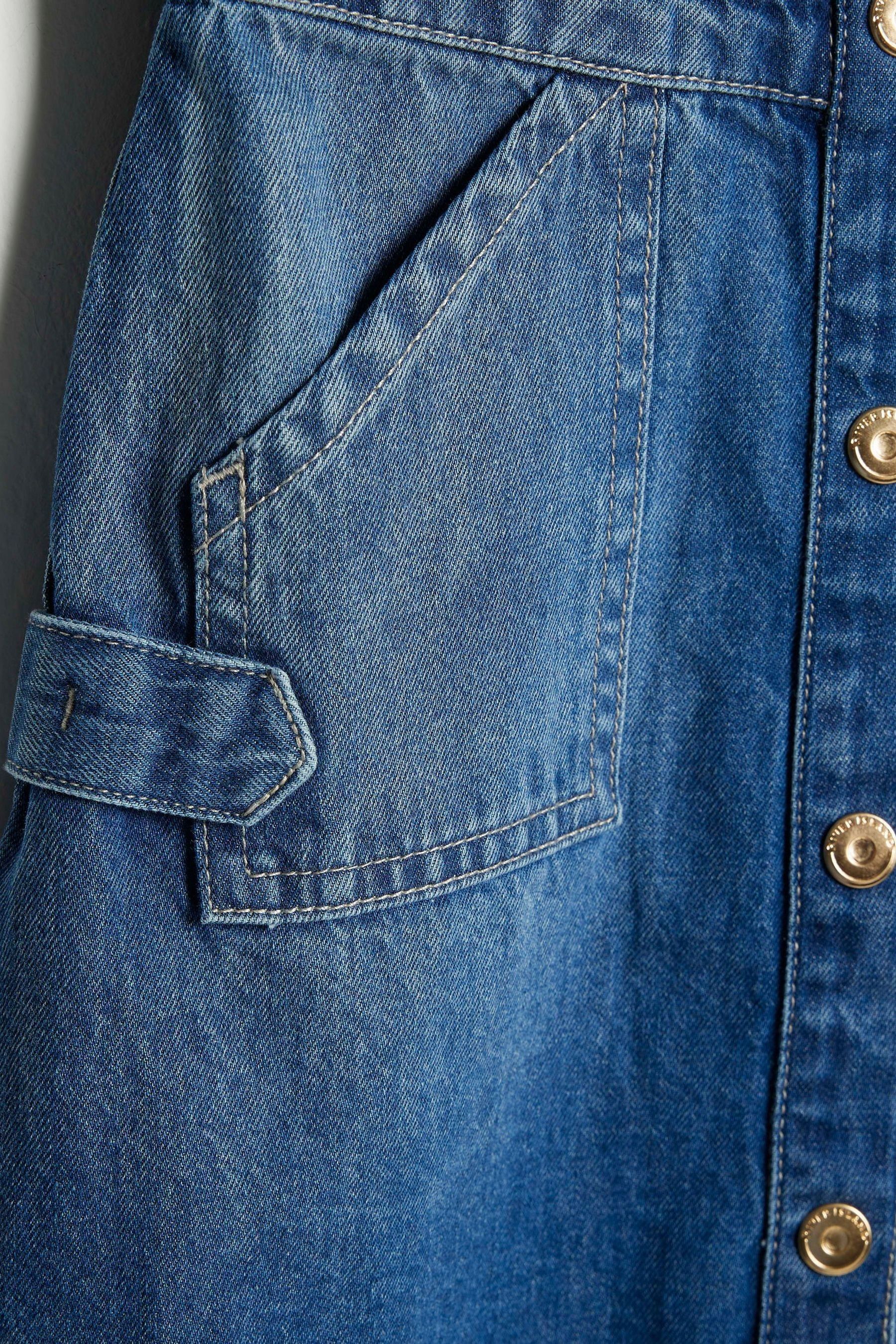 River island denim pinafore dress online