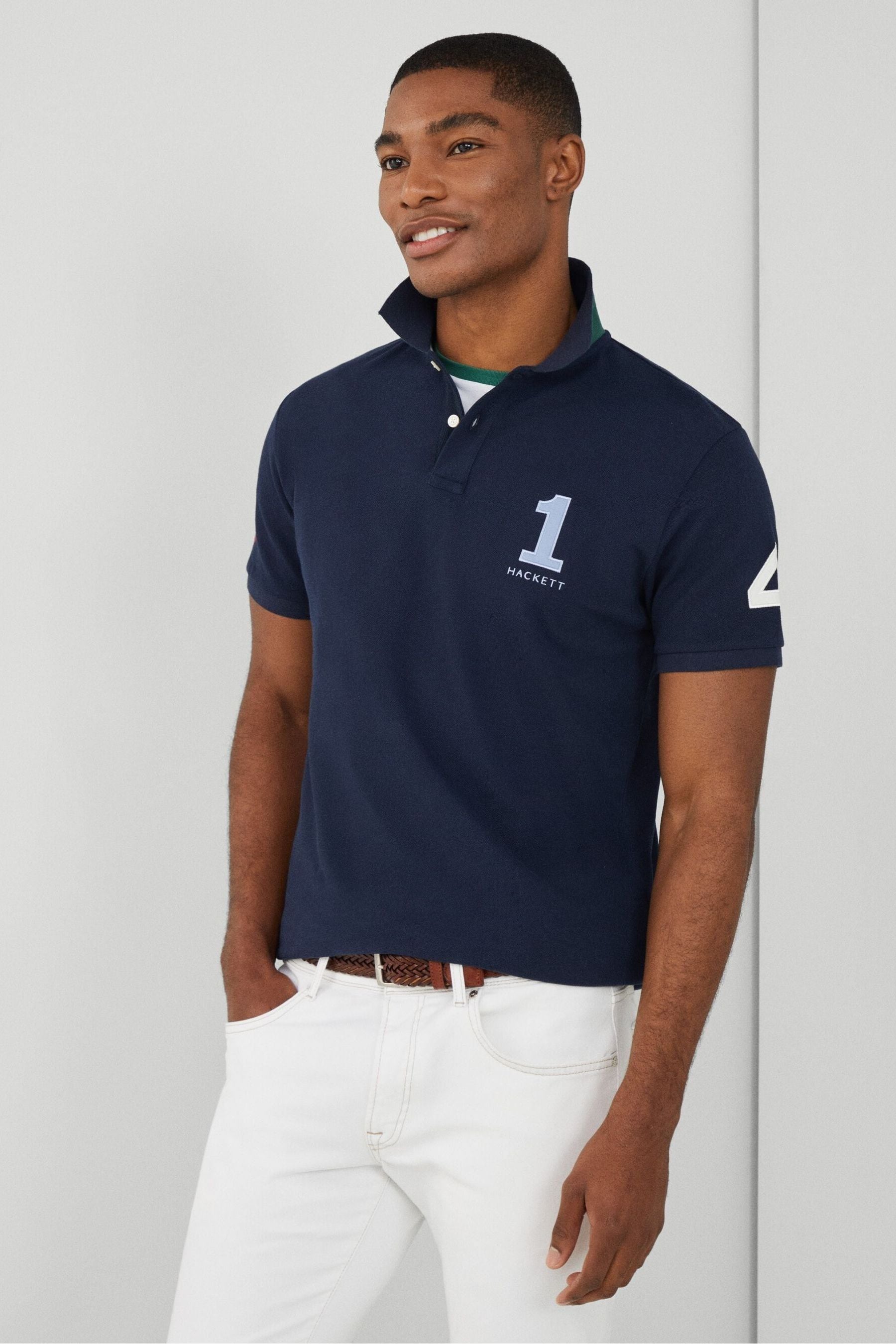 Buy Hackett Men Blue London Short Sleeve 100 Cotton Polo Shirt from Next Luxembourg