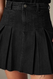 Black 100% Cotton Pleated Denim Mini Skirt - Image 5 of 7