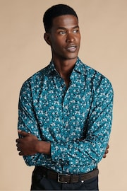 Charles Tyrwhitt Green Slim Fit Liberty Fabric Floral Print Shirt - Image 2 of 7