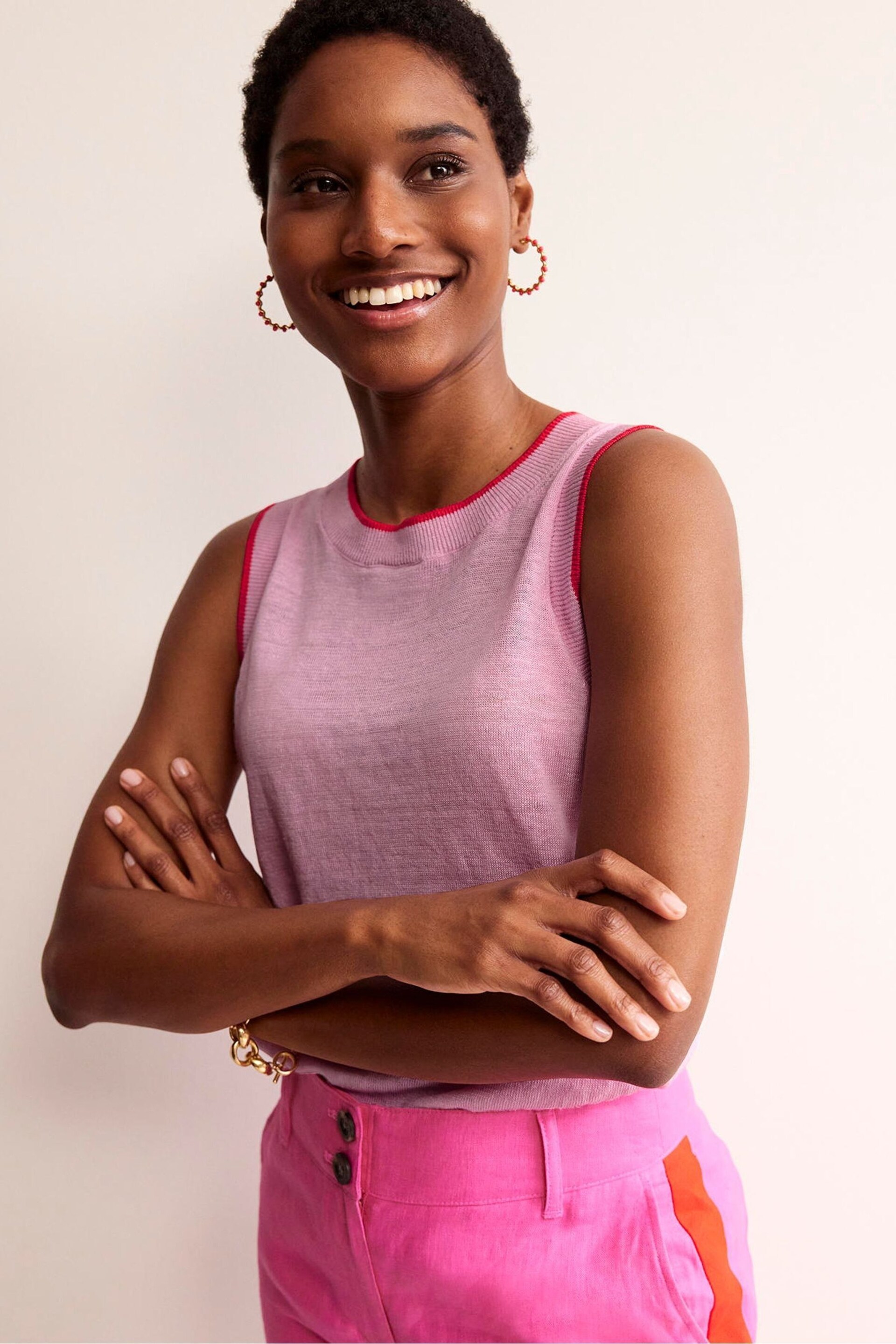 Boden Pink Maggie Linen Tank - Image 2 of 7