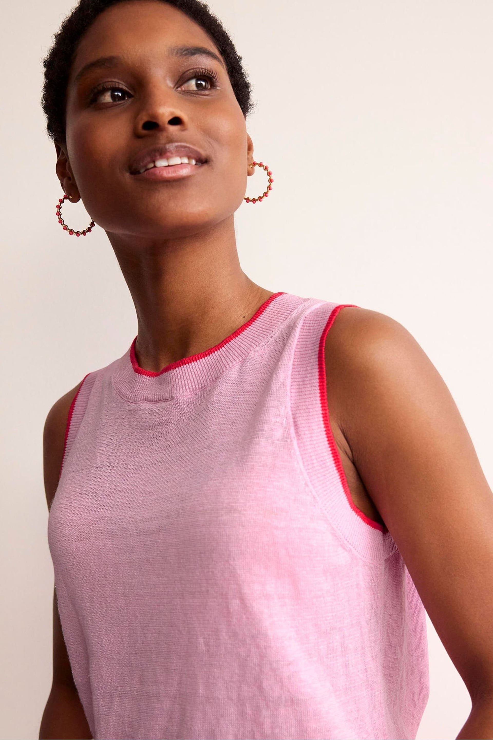 Boden Pink Maggie Linen Tank - Image 3 of 7