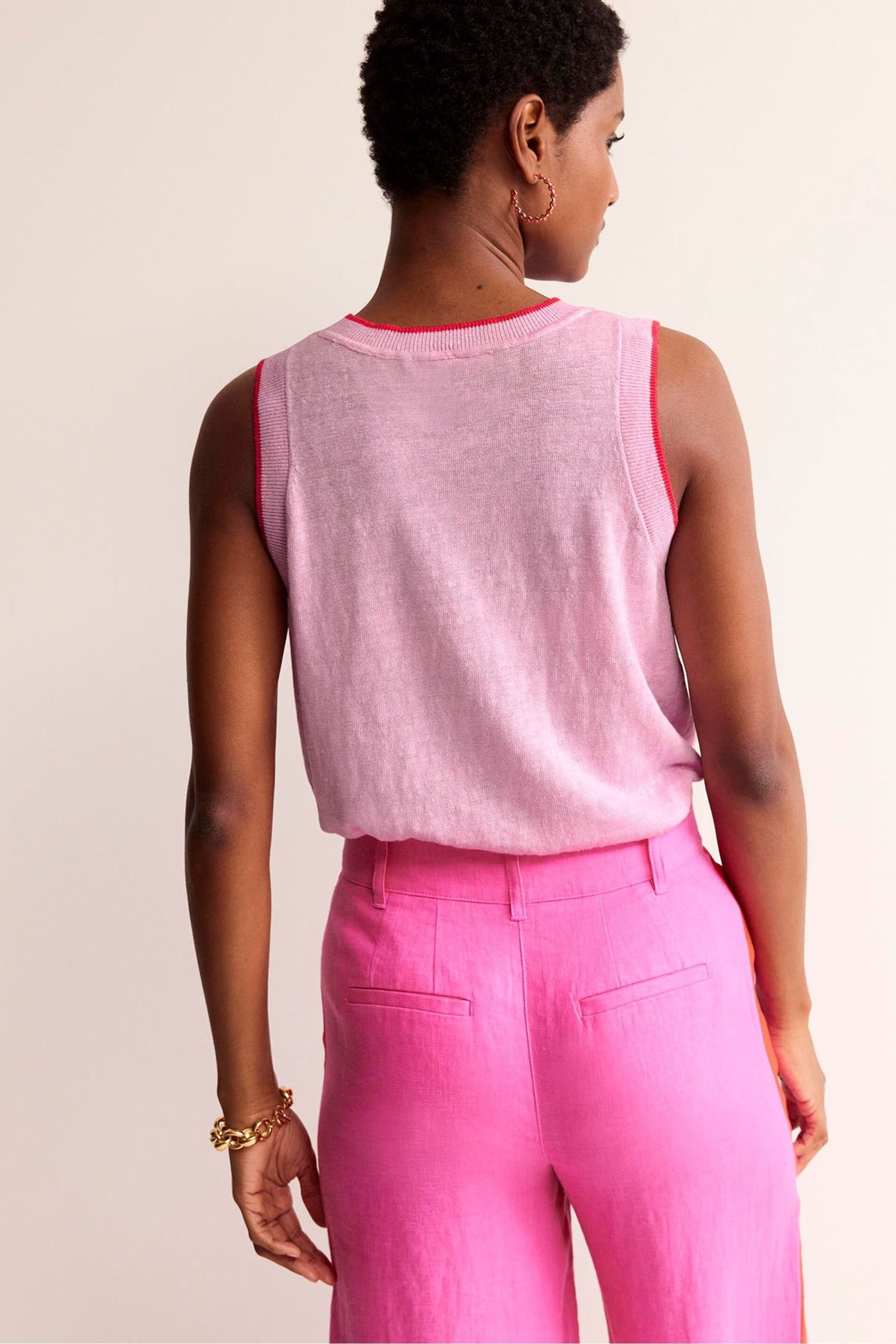 Boden Pink Maggie Linen Tank - Image 4 of 7