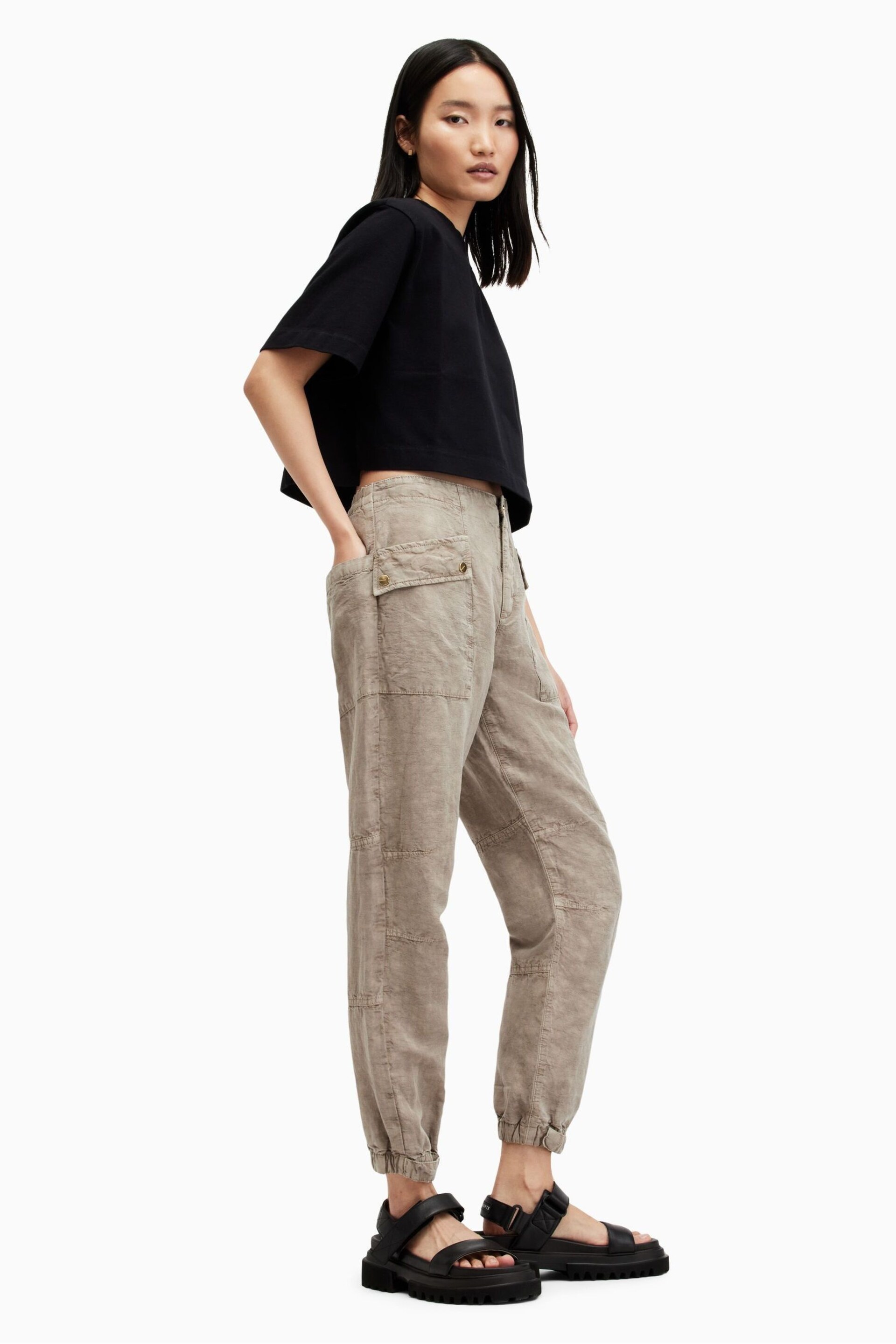 AllSaints Nude Val Trousers - Image 4 of 8