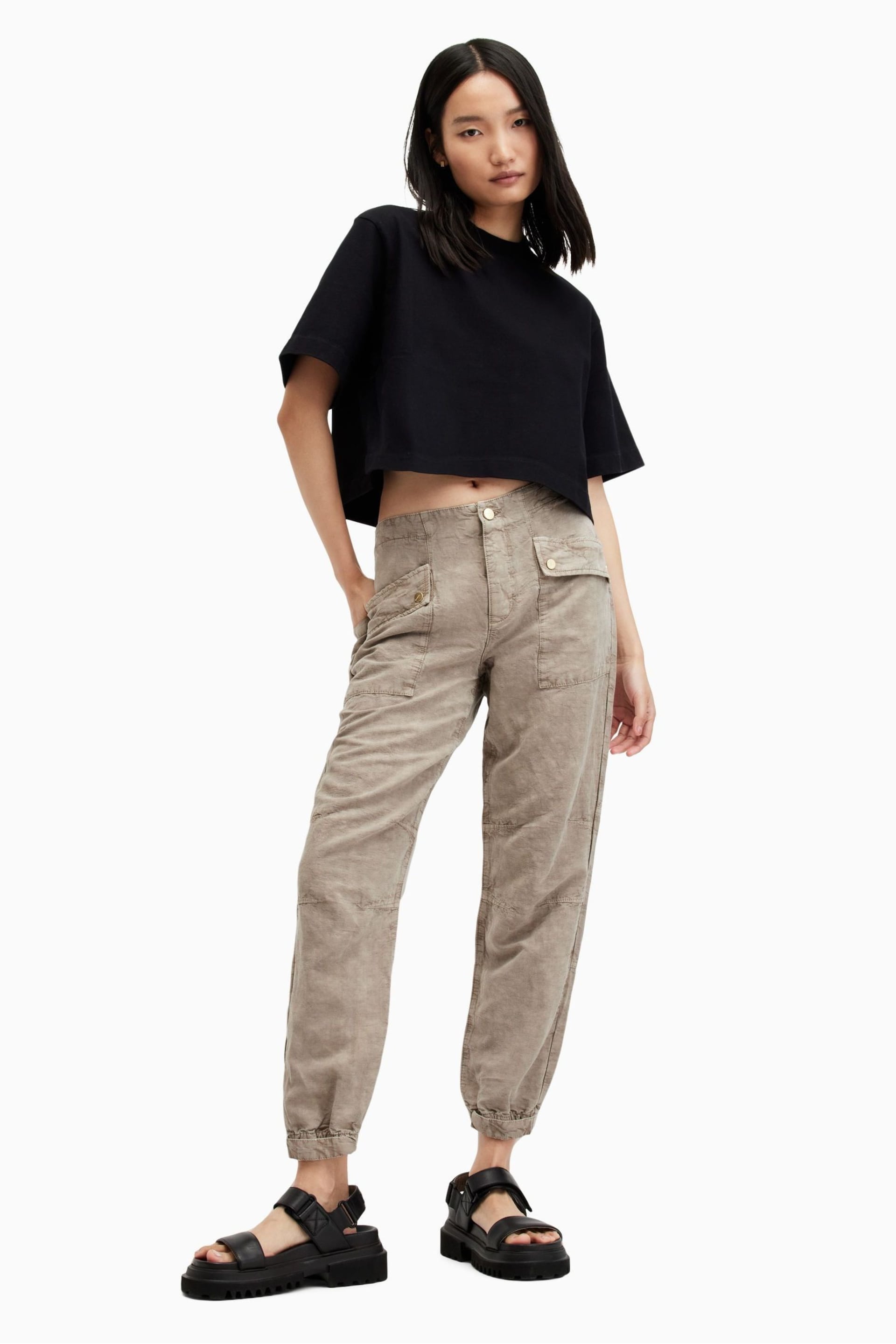 AllSaints Nude Val Trousers - Image 7 of 8