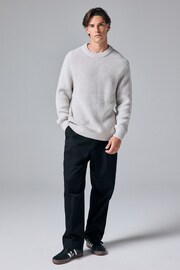 Ecru White Wool Blend Ribbed Knit Crew Jumper - Image 2 of 7