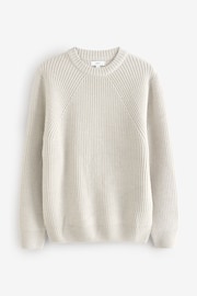 Ecru White Wool Blend Ribbed Knit Crew Jumper - Image 5 of 7