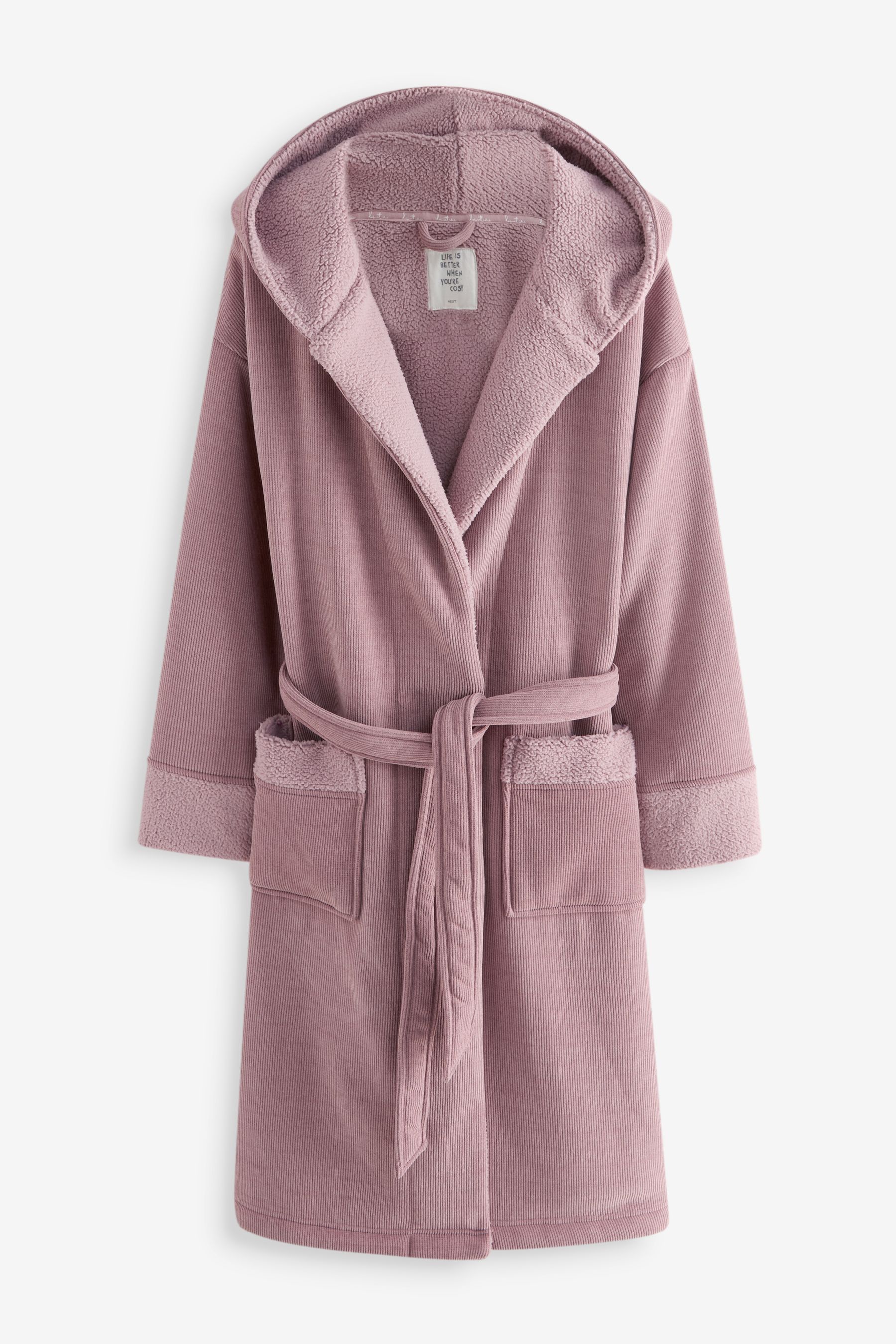 Pink Cord Dressing Gown with Borg Lining