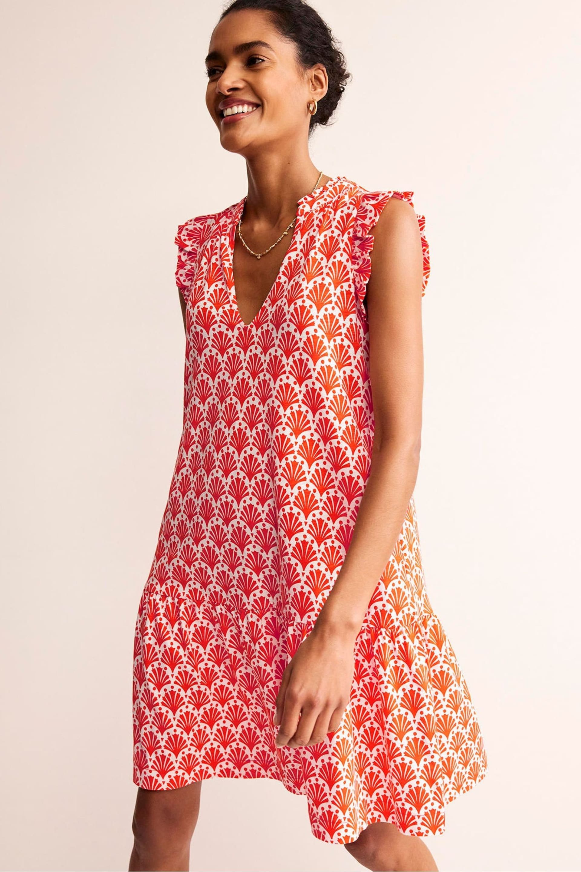 Boden Orange Daisy Jersey Short Tier Dress - Image 1 of 5