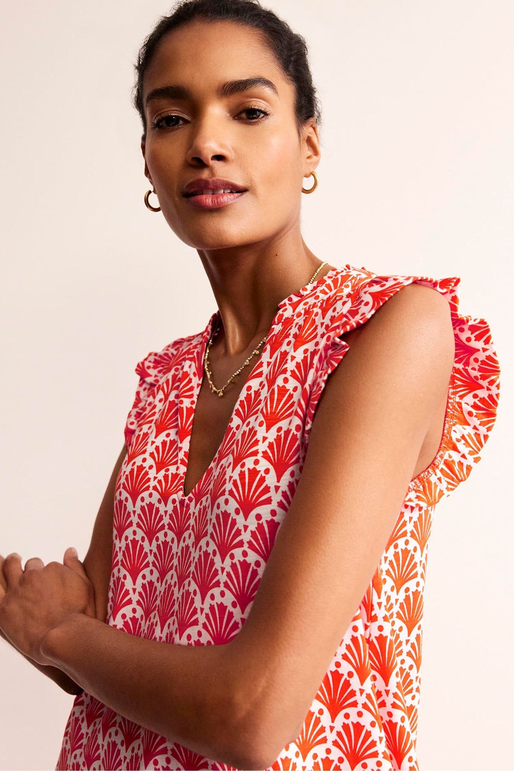 Buy Boden Orange Daisy Jersey Short Tier Dress from Next Luxembourg