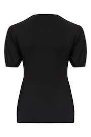 Pour Moi Black Birdie Square Neck Slinky Puff Sleeve Stretch Top - Image 4 of 4