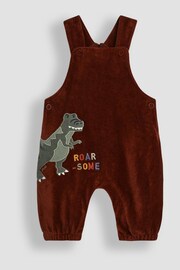 JoJo Maman Bébé Brown T-Rex Applique Velour Dungarees & Top Set - Image 2 of 6