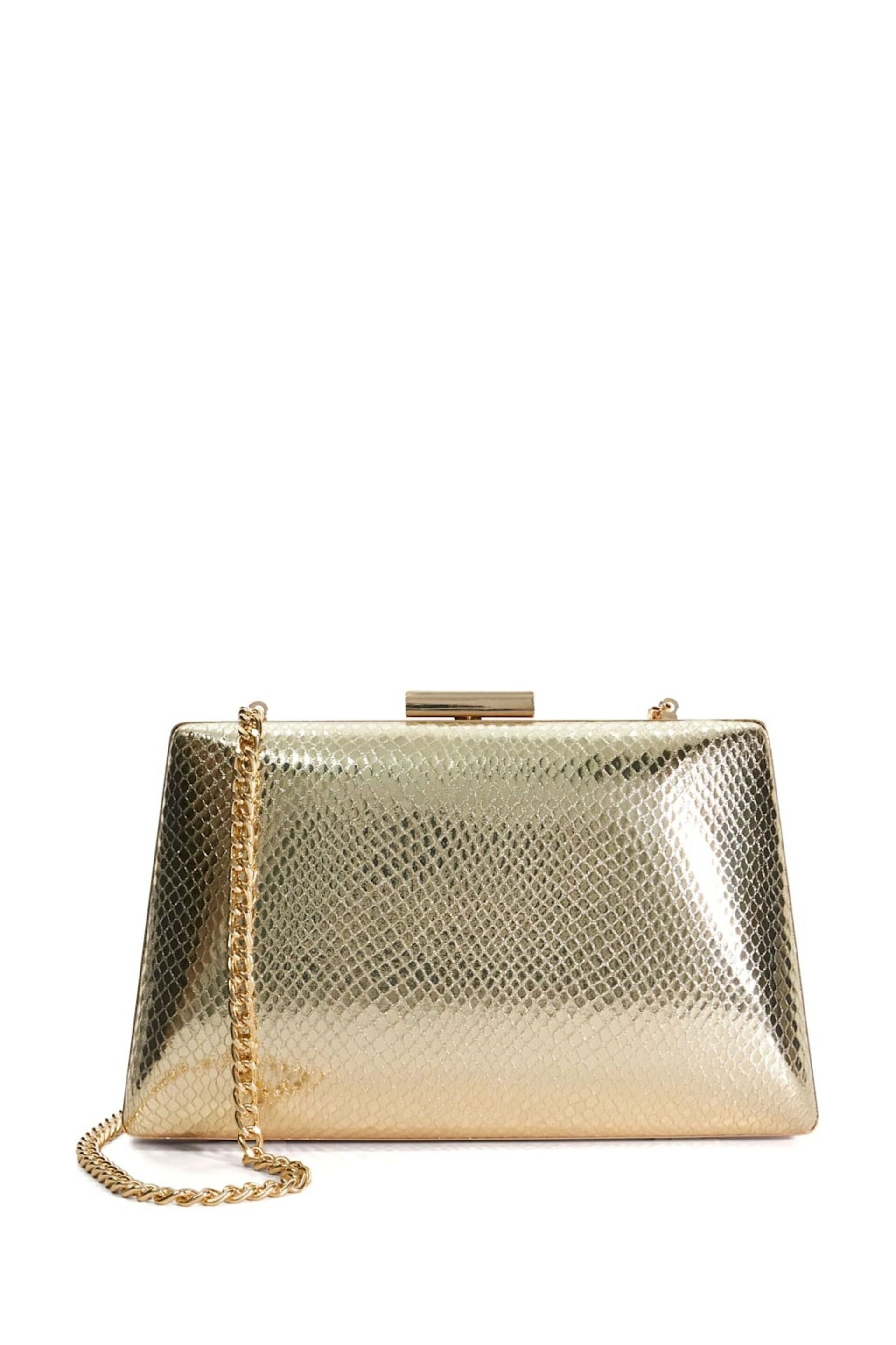 Dune London Gold Bellaria Angled Frame Clutch Bag - Image 1 of 5