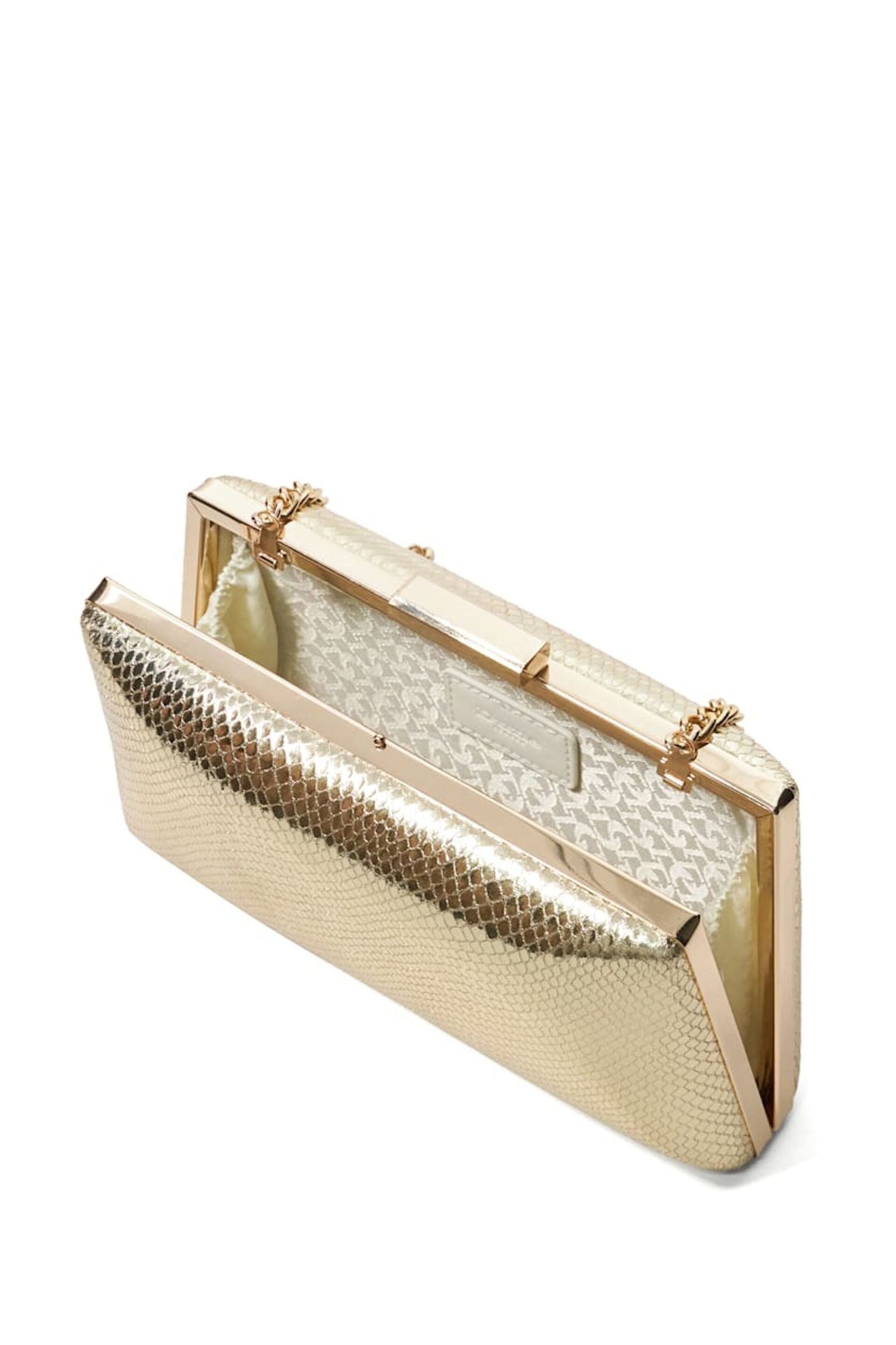 Dune London Gold Bellaria Angled Frame Clutch Bag - Image 4 of 5