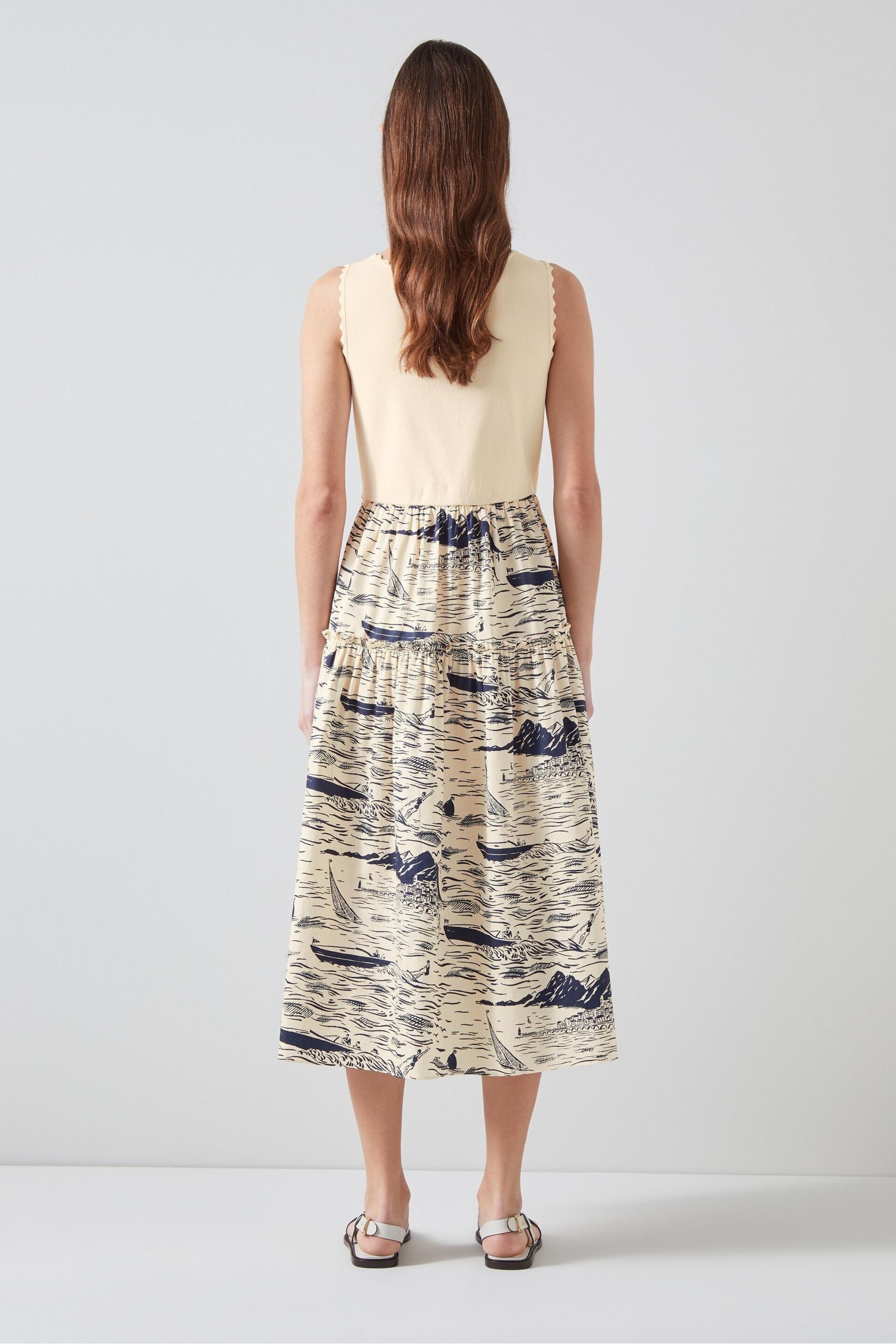 LK Bennett Crosby Cotton Blend Riviera Print Dress - Image 2 of 3