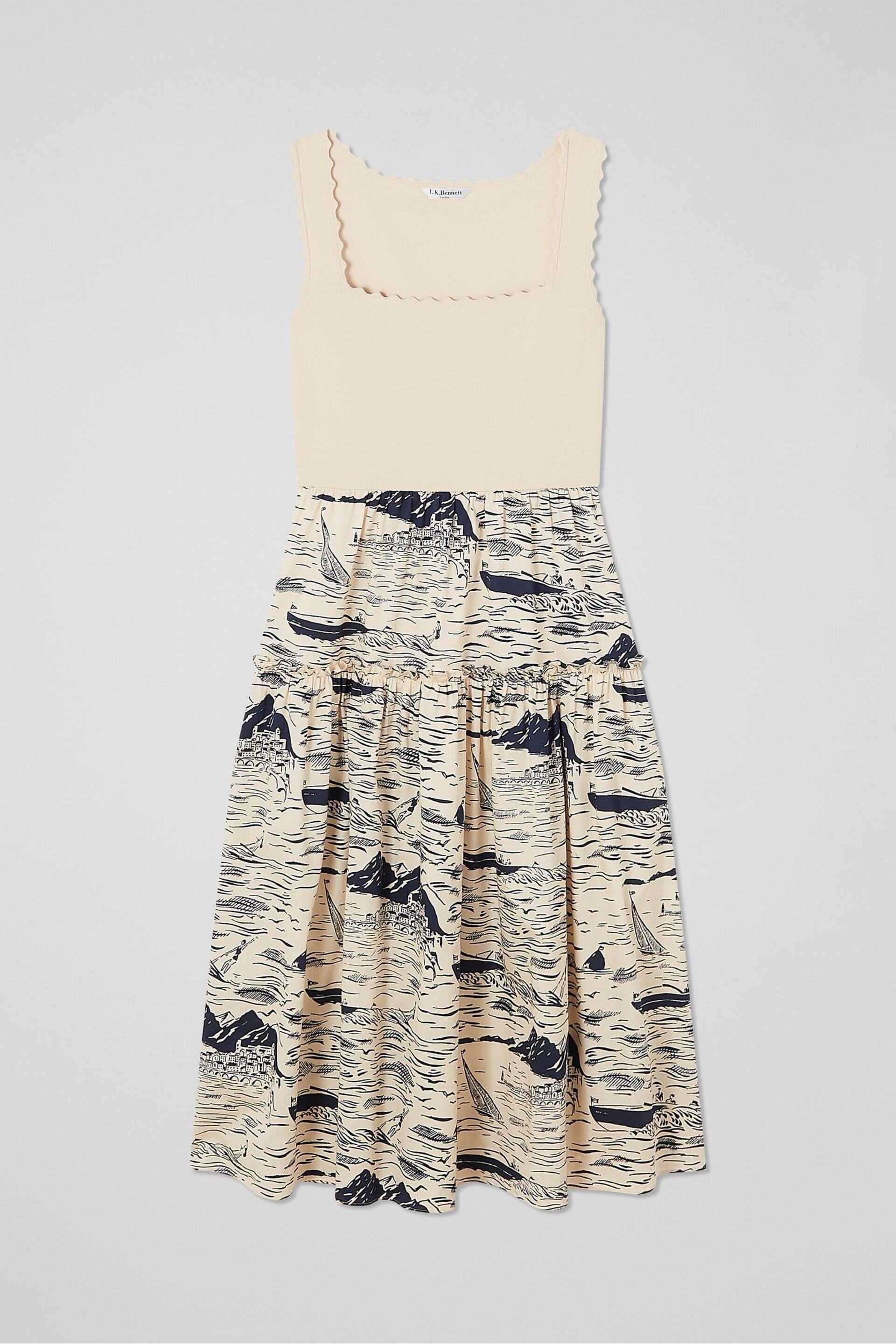 LK Bennett Crosby Cotton Blend Riviera Print Dress - Image 3 of 3