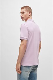 BOSS Purple Slim Fit Stretch-Cotton Polo Shirt With Logo Patch - Image 3 of 5