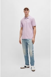 BOSS Purple Slim Fit Stretch-Cotton Polo Shirt With Logo Patch - Image 3 of 4